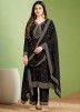 Black Embroidered Suit Set In Georgette