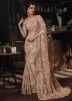 Beige Embroidered Contemporary Style Net Saree