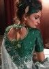 Green Embellished Net Saree With Blouse