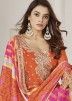 Orange Embroidered Suit Set In Chiffon