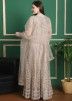 Beige Embroidered Net Anarkali Suit Set