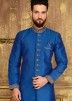 Readymade royal blue art silk sherwani with dhoti