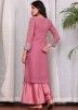 Pink Embroidered Suit Set In Georgette
