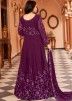 Purple Georgette Anarkali Suit In Dori Embroidery