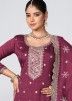 Magenta Embroidered Palazzo Suit Set