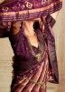 Purple Woven Printed Tussar Silk Saree