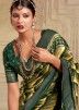 Green Tussar Silk Saree In Woven Print