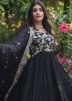 Readymade Black Embroidered Tiered Anarkali Suit
