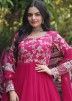 Pink Readymade Embroidered Tiered Anarkali Suit