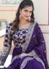 Readymade Purple Embroidered Anarkali Suit In Georgette