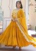 Yellow Readymade Embroidered Tiered Anarkali Suit