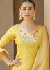 Yellow Woven Pant Suit With Dupatta