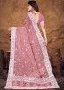 Pink Organza Saree In Resham Embroidery