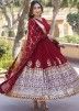 Red Readymade Embroidered Anarkali Suit In Georgette