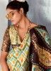 Multicolored Printed Saree In Tussar Silk