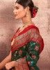 Green Dola Silk Saree In Woven Print