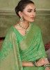 Green Chiffon Saree In Zari Woven Work