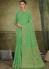 Green Chiffon Saree In Zari Woven Work