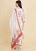 White Readymade Printed Pant Suit In Cotton
