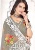 Grey Embroidered Saree In Organza