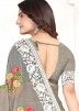 Grey Embroidered Saree In Organza