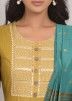 Readymade Yellow Embroidered Pant Suit Set
