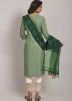 Readymade Green Embroidered Rayon Pant Suit