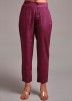 Wine Readymade Embroidered Pant Suit Set