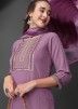Readymade Purple Embroidered Pant Suit With Dupatta