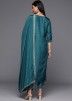 Teal Blue Readymade Woven Pant Suit