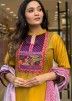 Yellow Readymade Embroidered Pant Suit Set