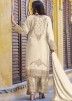 Cream Dori Embroidered Readymade Palazzo Suit In Chiffon