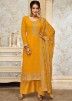 Yellow Embroidered Suit Set In Georgette