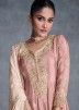 Readymade Peach Embroidered Flared Palazzo Suit Set