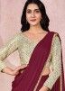Readymade Maroon Saree With Sequins Work