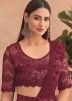 Magenta Embroidered Saree In Art Silk