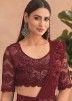 Maroon Embroidered Saree In Art Silk