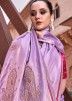 Purple Satin Silk Saree In Woven Work