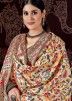 Cream Digital Printed Pashmina Silk Saree & Shawl