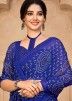 Blue Chiffon Saree In Bandhej Print