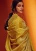 Yellow Zari Woven Saree In Art Pashmina Silk