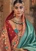 Turquoise Zari Woven Saree In Jacquard Silk