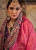 Pink Jacquard Silk Saree In Woven Work