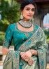 Green Embroidered Saree In Art Silk