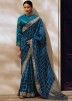 Blue Zari Woven Saree In Viscose