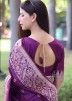 Purple Zari Woven Saree In Handloom Silk