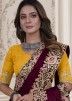 Wine Embellished Satin Silk Saree & Blouse