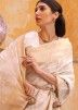 Cream Zari Woven Saree In Silk