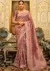 Mauve Pink Zari Woven Silk Saree