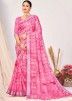 Pink Bandhej Printed Saree In Silk